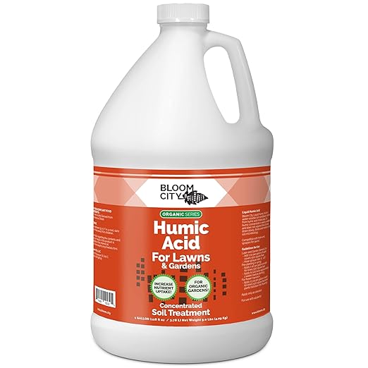 Organic Liquid Humic Soil Health Formula, Great for Houseplants, Gardens and Lawns, by Bloom City, Gallon (128 oz) Concentrated Makes 120+ Gallons