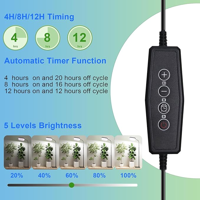 Grow Lights for Indoor Plants with Stand Full Spectrum, Floor Plant Growing Lamp with 336 LEDs for Large Plants, 4/8/12H Auto Timer,5 Brightness, 40-52 inches Height Adjustable