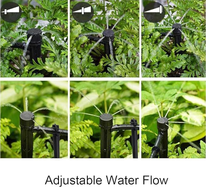 MSDADA 50Ft Drip Irrigation Kit, Automatic Garden Irrigation System 1/4" Blank Distribution Drip Hose, Atomizing Nozzle Mister Dripper for Greenhouse, Garden, Flower Bed, Patio, Lawn（Blue）