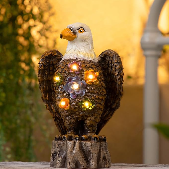 TAKE ME Gardening Gifts Outdoor Decor Eagle Solar Lights Christmas Garden Gifts for Eagle Lovers Birthday Gifts for Women Garden Decor Patio Yard Decor (Brown Eagle)