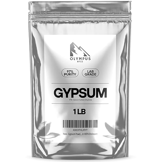 Gypsum Powder for Mushroom Substrate (1 lb), Lab Grade, Garden Soil Amendment (Calcium Sulfate Dihydrate), Packaged in HEPA Enclosure