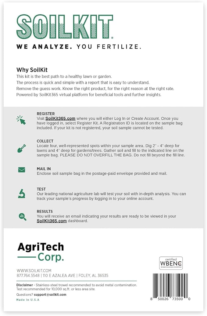 Soil Test Kit - Discover Your Lawn and Garden Fertility with pH, Nutrient and Mineral Analysis. Professional Results Provide Custom Fertilizer Prescription for Your Yard.