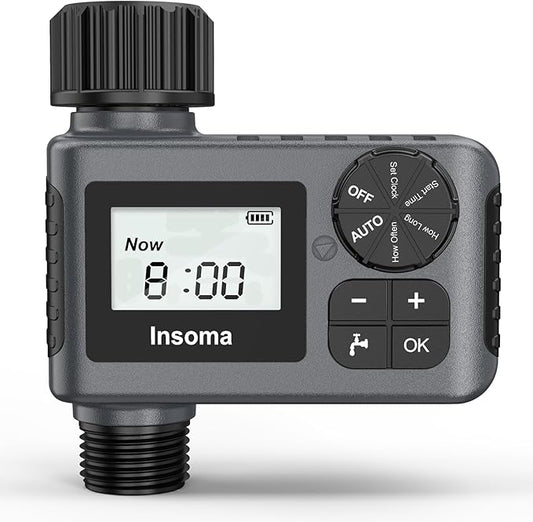 Outdoor Garden Hose Faucet Timers, Programmable Water Sprinkler Timer with Rain Delay/Manual/Automatic Drip Irrigation and Lawn Watering System for Yard, 1 Outlet