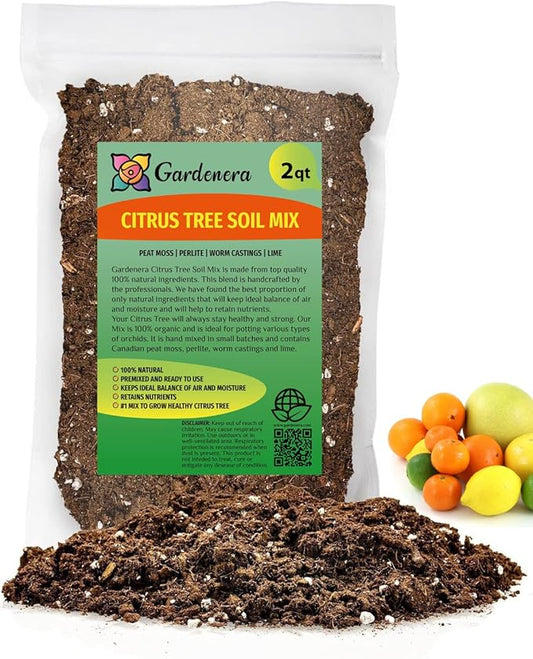 Premium Citrus Tree Potting Soil Mix - 2 Quart - Special Blend for Indoor Oranges, Lemons, Limes and More