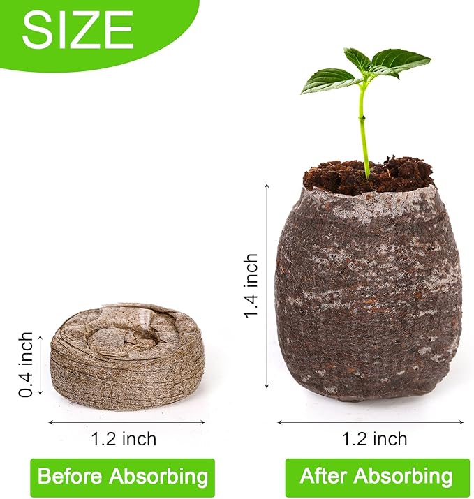 Bekith 200 Pcs 30mm Compressed Coco Coir Fiber Potting Soil, Organic Coco Coir Pellet Fiber Soil, Coconut Coir Pellets Seed Starter Soil for Planting Bonsai, Flower, Herbs, Vegetables