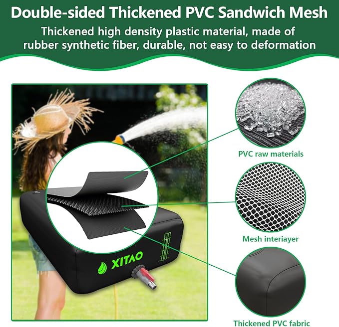 XITAO 264Gal Water Storage Bladder w/Water Level Indicator, Large Capacity Foldable Water Storage Containers, Portable Emergency Water Tank Water Bag for RVs, Fire Prevention, Irrigation