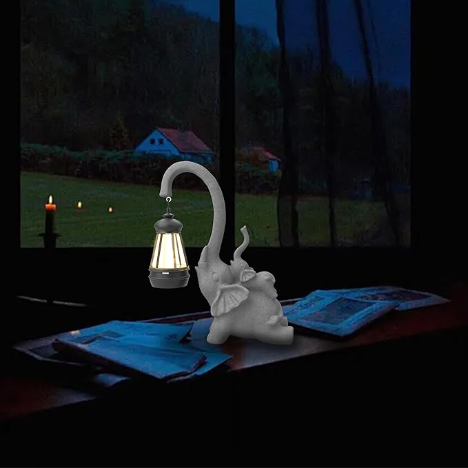 Solar Garden Statue 10 Inch Elephant Decor for Outside Yard Decoration Outdoor Unique Housewarming Gardening Birthday Gifts for Women Grandma