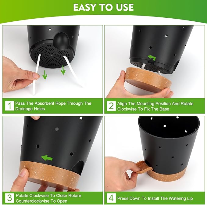 JGB 4 Pcs Orchid Pots with Holes - Each of 5, 6, 7 and 8 inch - Self Watering Orchid Pots and Plastic Breathable Orchid Planters for Repotting - Black