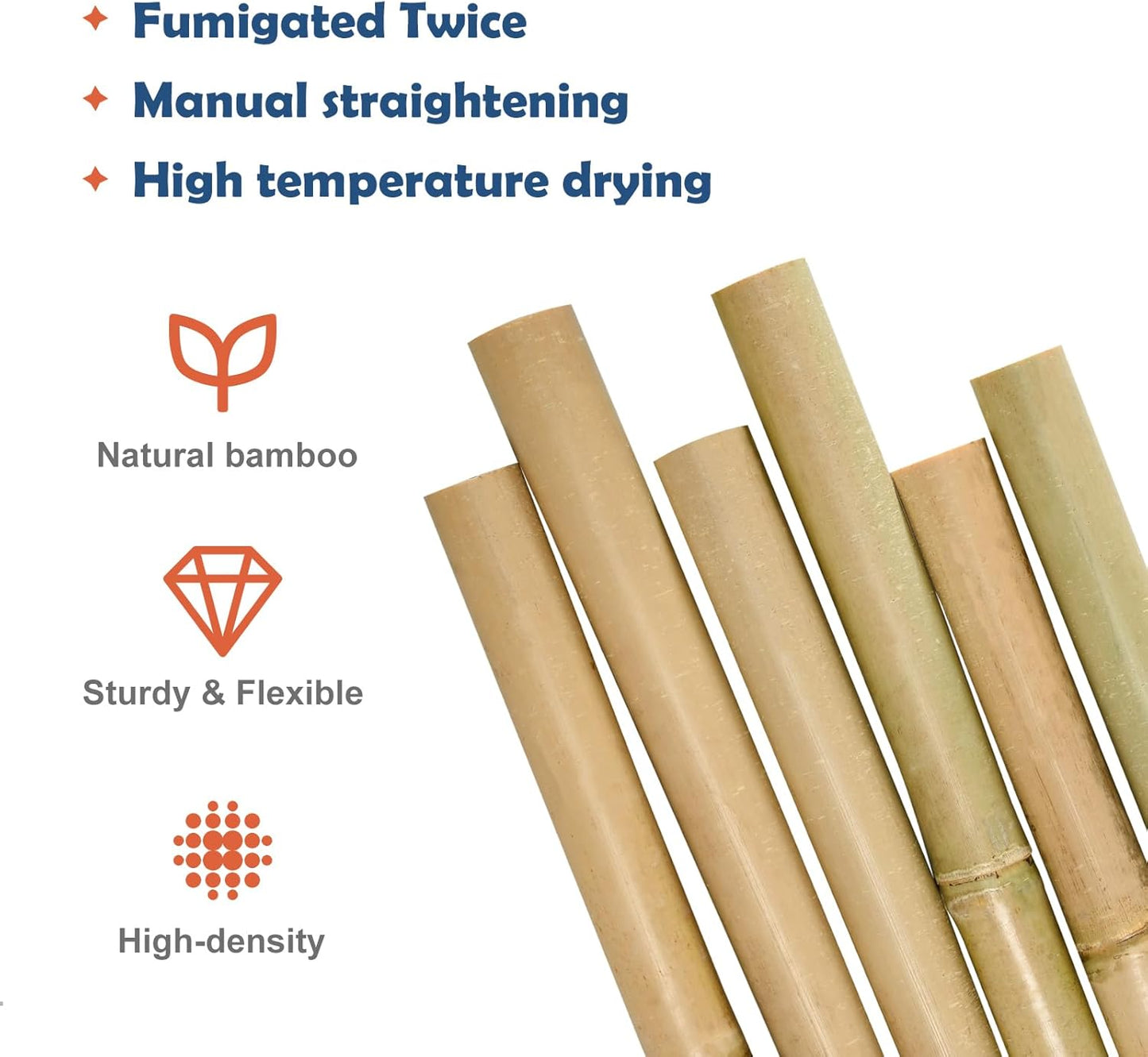 8FT Bamboo Stakes Plant Stakes 1 Inch Thick Diameter Garden Stakes Heavy Duty for Plant Support Outdoor Climbing Plants Support Gardening Stakes 10 Pack