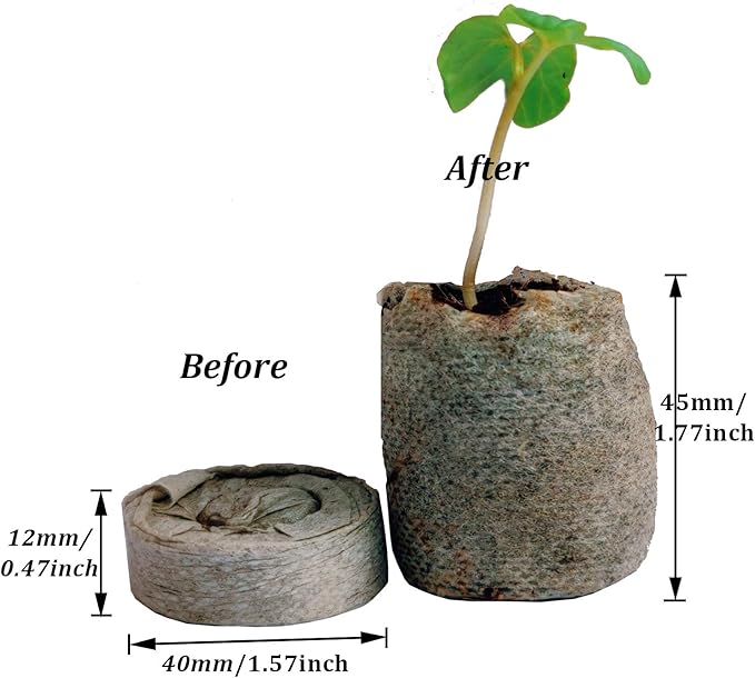 100 Pack 40mm Peat Pellets Seeding Soil Block for Nursery Pots Seed Starting Plugs