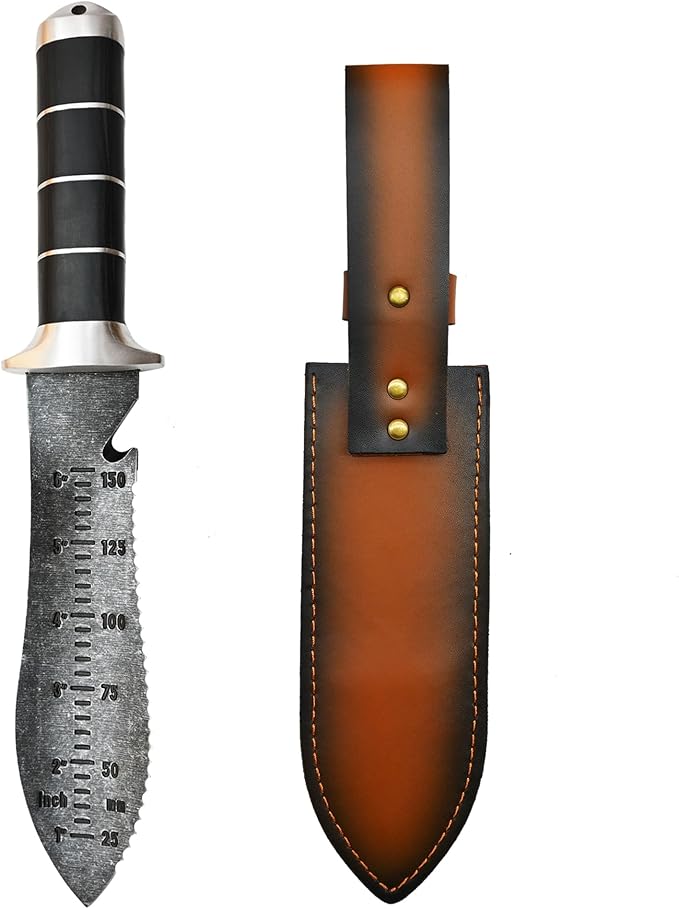 Hori Hori Garden Knife [Made in Japan] Heavy Duty Stainless Steel Japanese Hori Knife with Sheath Garden Tools for Weeding, Digging, Cutting, Pruning