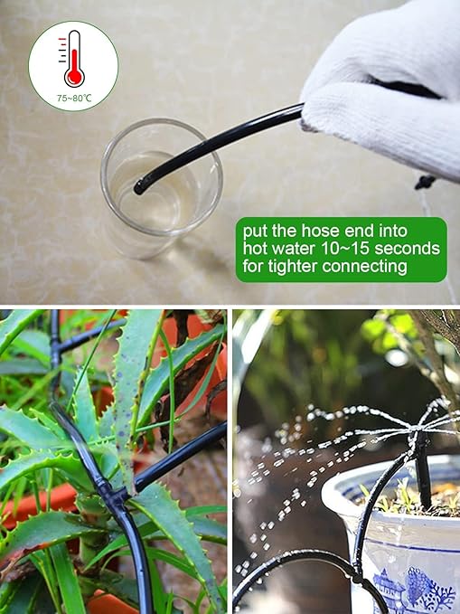 Kalolary 500Pcs Barbed Tee Irrigation Fittings, 1/4 Inch Tube Universal Drip Irrigation Connector Compatible with Watering Systems, 4/7mm Hose Automatic Irrigation Adapter