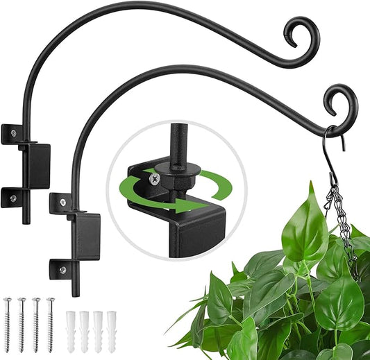 Kingsyard 2 Pack Swivel Plant Hangers Outdoor - 16 Inch Heavy Duty Wall Plant Hooks for Hanging Plant Baskets Bird Feeder Lanterns Wind Chimes