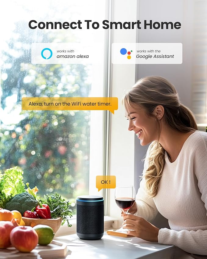 RAINPOINT WiFi Water Timer, Smart Sprinkler Timer Hose Timer WiFi Irrigation Controller, Wireless Watering System Valve, APP & Voice Control, Weather-Based Automatic Rain Delay, Brass Inlet