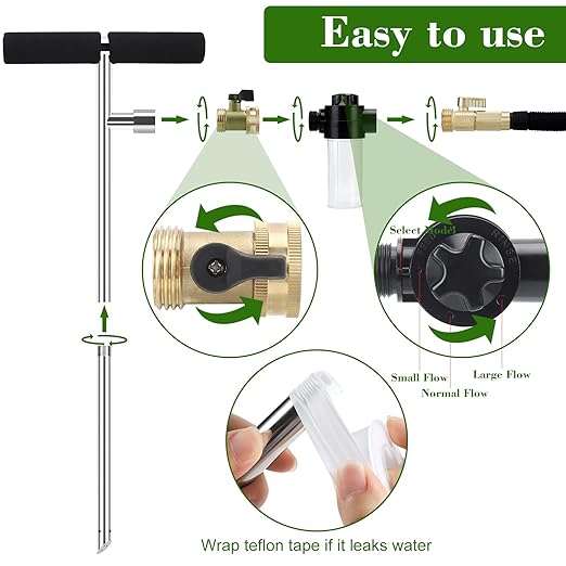 [Upgrade Design] Tree Watering Spike,Caulimo Deep Root Watering Tool Root Waterer Root Irrigator Tree Watering System Root Feed for Plants Trees Bushes Shrubs Made of Stainless Steel with Brass Valve