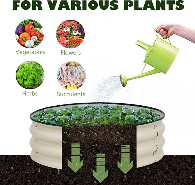 BPS Metal Raised Garden Bed, 2-Pack 2.5FT Diameter Galvanized Planter Raised Garden Boxes for Flower Planters, Vegetables Herb