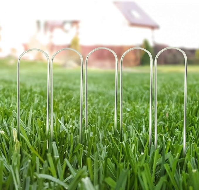 60 Packs Garden Stakes 6 Inches 12 Gauge Heavy Duty Tent Stakes Galvanized Steel Staples Securing Tent Pegs for Weed Fabric Landscape Fabric Netting Ground Sheet Fleece Irrigation Tubes