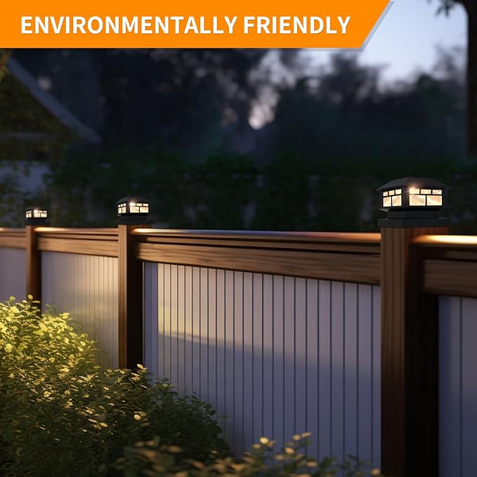 Solar Lights Outdoor, 20LM Fence Lights, Waterproof, 2 Light Modes, Fit 3.5x3.5in & 4x4in Wooden Posts, Solar Power Deck Lights for Garden Deck Patio Decoration (Black 8Pack)