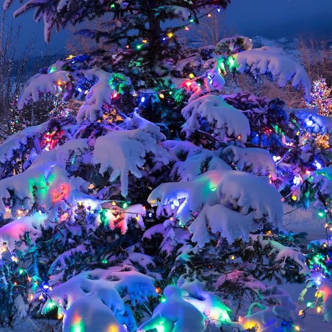Solar Christmas Tree Lights Outdoor Solar Christmas Lights for Christmas Decorations, 100 LED C6 Strawberry Christmas Fairy Lights for Xmas Tree Garden Yard Patio Arbor Decor(Multicolor, 8 Modes)