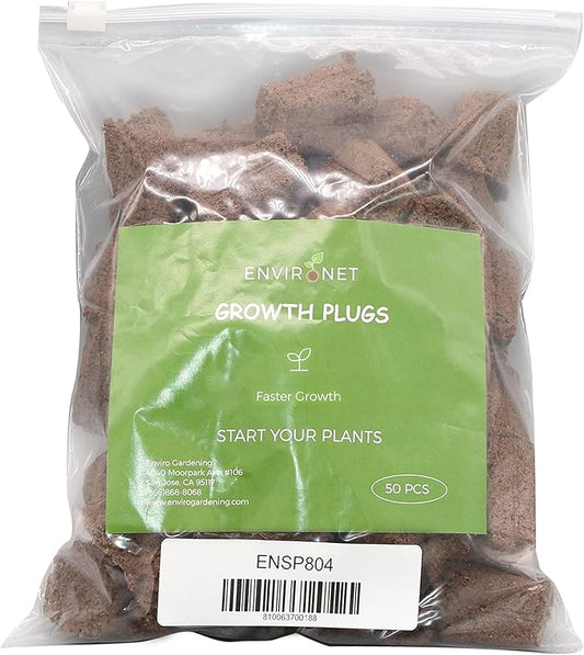 Seed Starter Plugs, Growth Plugs for Seed Starting, Hydroponic and Soil Applications (1 Pack of Approx 50 Counts, 1.5 Inch Square X 1.75 Inch Deep)