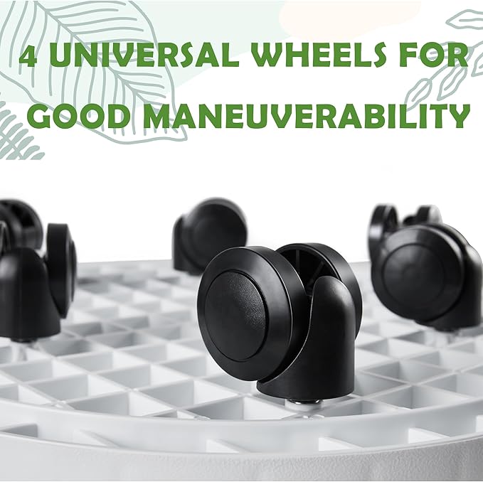 14.2 Inch Planter Caddies Rolling Saucer Caddy with Wheels, Heavy Duty Wheeled Stand for Potted Plant, Round Coaster Roller Base Tray with Casters, Flower Pot Dolly Holder for Indoor Outdoor