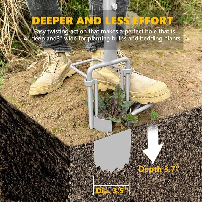 Updated Bulb Planter Long Handle for Digging, 5-in-1 Lawn and Garden Tool, Weeding, Soil Sampler, Transplanting, Sod Plugger Height Adjustable Bulb Transplanting