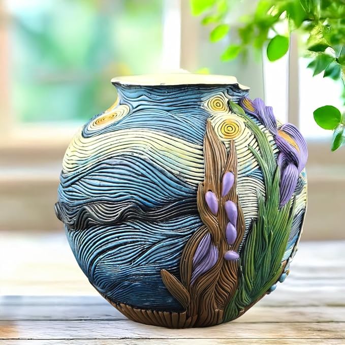 TOZLU Picasso Brutalist Abstract Beauty Face Flower Pot Ornaments Abstract Face Flower Pots Abstract Head Planter Pots Container Colorful Face Art Abstract Resin Flower Pot (Starry Night Flower Pot)