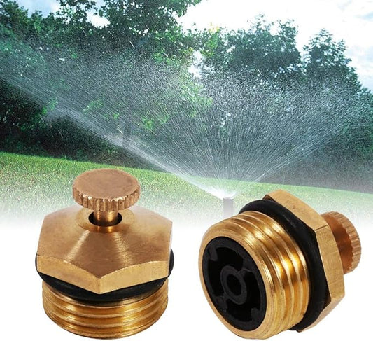 5pcs Brass Misting Nozzles Adjustable 1/2 inch Centrifugal Water Atomizing Spray Nozzle Mist Sprinkler Jet Water Save Sprinklers for Outdoor Cooling System Agricultural Lawn Garden Irrigation