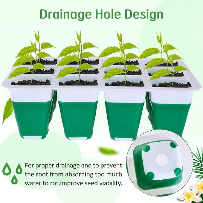 5 Packs Seed Starter Tray with Grow Light, Reusable Pop-Out Seed Starter Kit, 60 Cells With Humidity Domes, Indoor Gardening Plant Germination Trays for Seeds