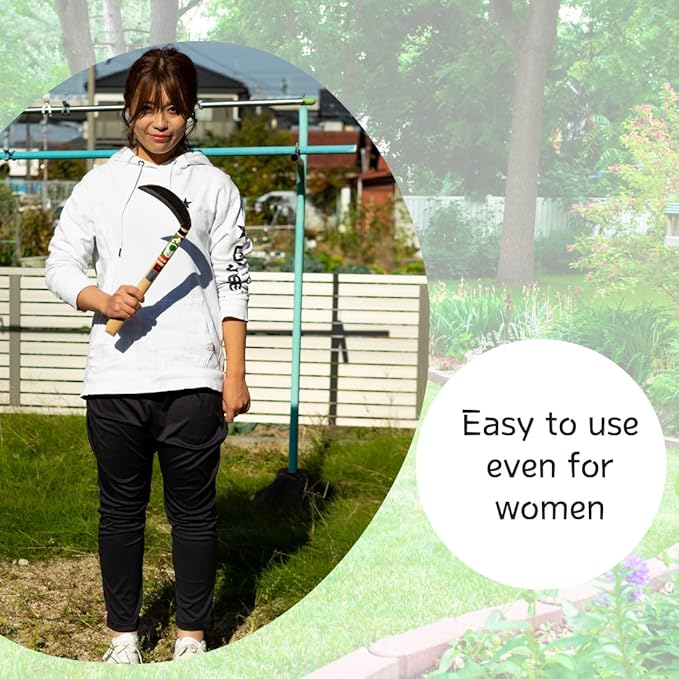 Japanese Weeding Sickle (Thick Blade), High Grade Steel Blade (Blue Steel No.2) Hand Tool for Gardening, Weeding and Farming, Blade Length 6.30inch
