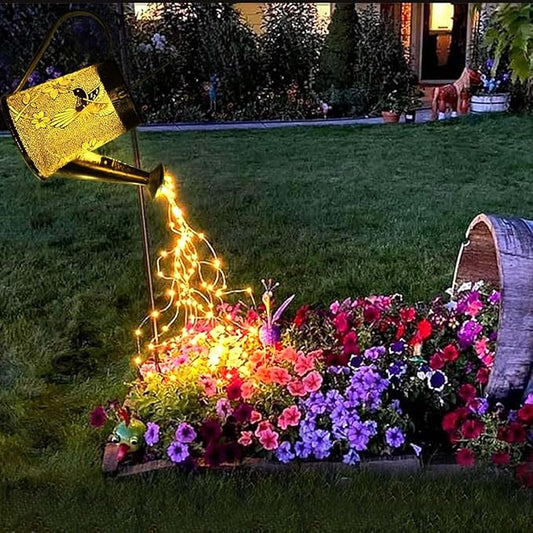 Morestar Solar Garden Fairy Lights Decorative Outdoor(Warm White),Solar Watering Can Hummingbird Lights,Metal Waterproof Hanging Solar Lantern,Christmas Gift for Mom Grandmom for Patio Yard Lawn Decor