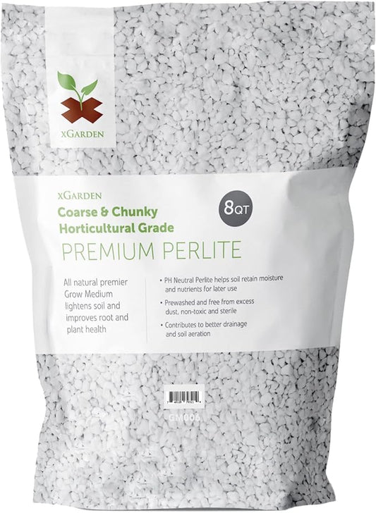 xGarden 8 Quarts Horticultural Grade Premium Perlite - Coarse and Chunky