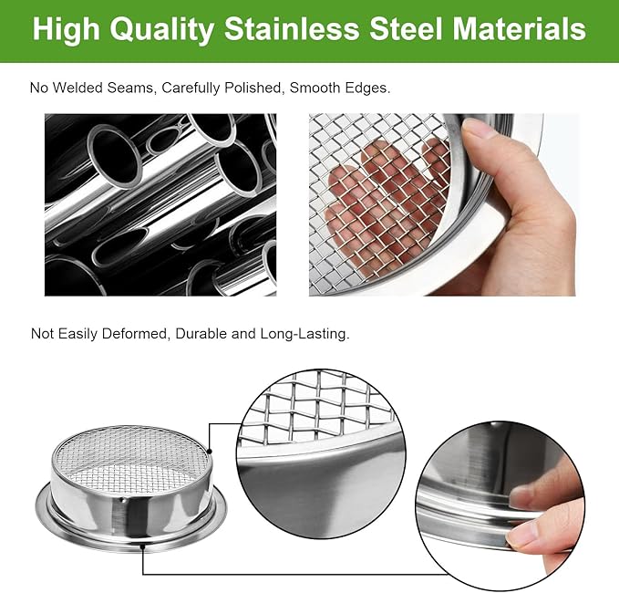 Soil Sieve Sifter Set Stainless Steel,Garden Sieve Set with 3 Interchangeable Mesh 1,3,5mm,Sifting Screen for Dirt, Sand, Rock, Filtration, Compost, with Soil Scoops Gardening Tool
