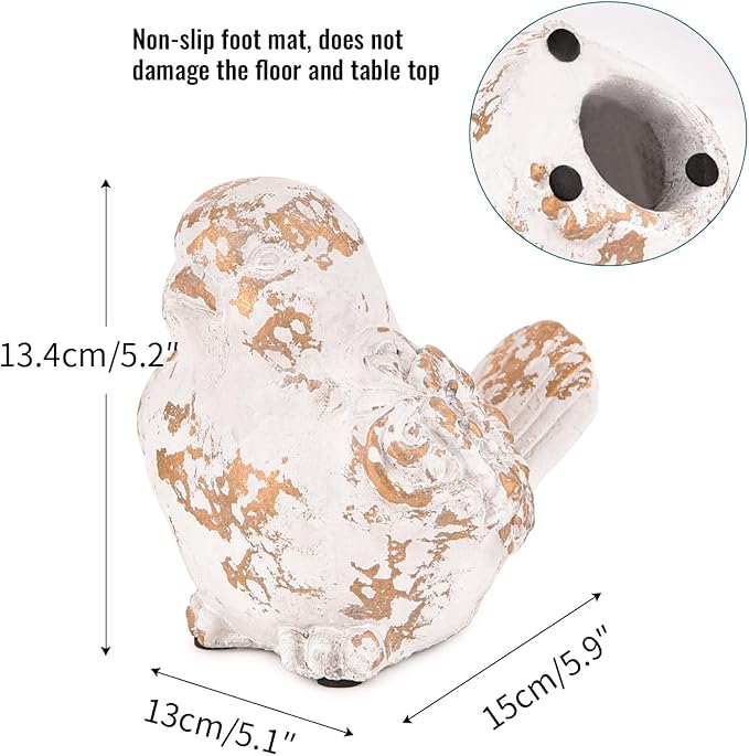 Sungmor Garden Bird Statue Outdoor Figurine, Cement Bird Sculpture for Patio Yard Lawn Ornament, Indoor Outdoor Large Stone Bird Decorations Statue, Funny Animal Sculpture Gardening Gift