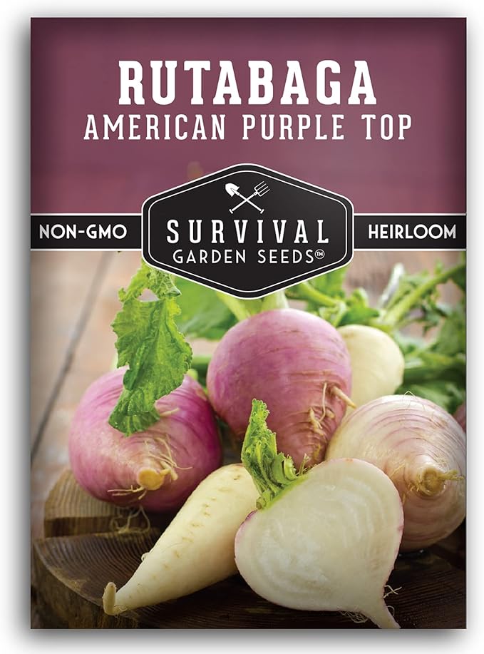 Survival Garden Seeds - 1 Pack American Purple Rutabaga Seed for Planting with Instructions to Grow Brassica Napus in Your Home Vegetable Garden - Non-GMO Heirloom Variety