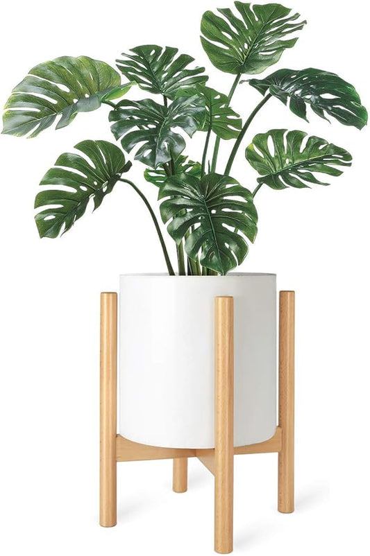 Mkono Plant Stand Mid Century Wood Flower Pot Holder (Plant Pot NOT Included) Modern Potted Stand Indoor Display Rack Rustic Decor, Up to 10 Inch Planter, Natural