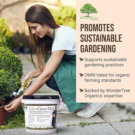 Eden Grow Max Organic Blended Neem Cake | Perfect for Home Gardening, Fruits, Lawns & Flowers | OMRI Listed (5lbs)