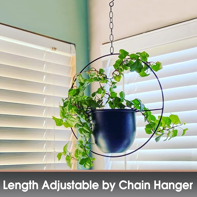Hanging Planters for Indoor Plants with 5.5" Pot + Ceiling Hook + Extender Chain | Hanging Plant Holder, Metal Minimalist Planter, NO Plant incld