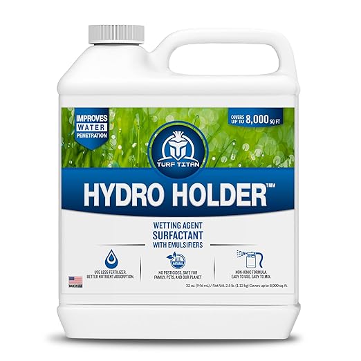 Turf Titan Hydro Holder Wetting Agent - Suspends Moisture in Your Grass Soil, Improves Water Drainage & Nutrient Uptake in Your Turf Grass, Promoting Healthy Soil - Covers 8,000 sq ft (32 oz)