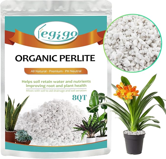 Legigo 8 Quarts Organic Horticultural Perlite for Plants Indoor- Natural Horticultural Soil Additive Conditioner Mix for Improves Drainage, Ventilation and Root Growth