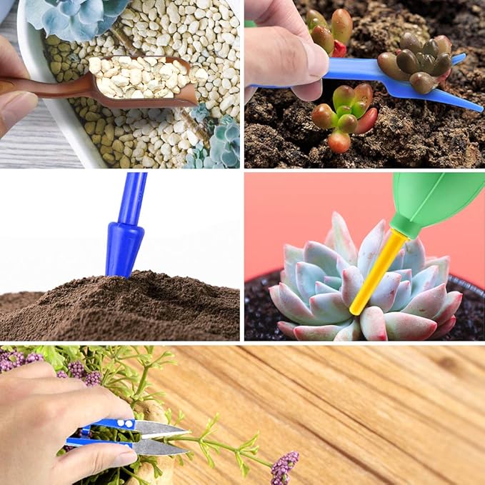 Succulent Tools Kit with Organizer Bag and Planting Operation Mat,Gardening Tool Set with Tote,Mini Succulent Garden Tool Kit Succulent Bonsai Planter Set Indoor Gardening,Miniature Indoor Planting