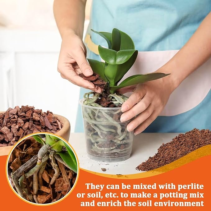 Legigo 12 Quarts Organic Orchid Potting Bark- All Natural Orchid Bark Potting Mix Pine Bark Wood Chips for Houseplant Mulch, Orchid Plants Root Development