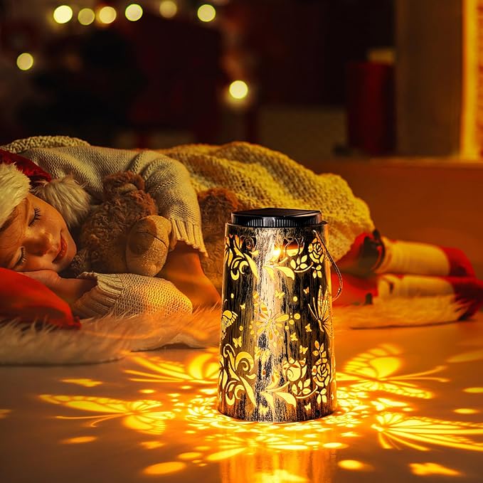 Solar Lanterns Outdoor Butterfly Garden Metal Hanging Light for Yard Patio Backyard Porch Pathway Decor Women Grandma Gifts