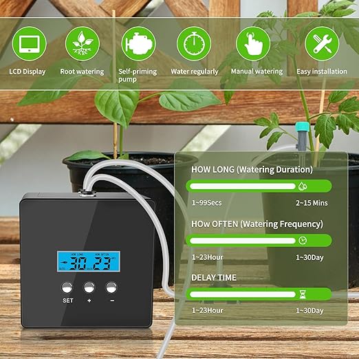 Automatic drip Irrigation System，DIY Indoor Plant Watering System,Self-Priming Pump, programmable Timer, Indoor Pot Plant Watering Device