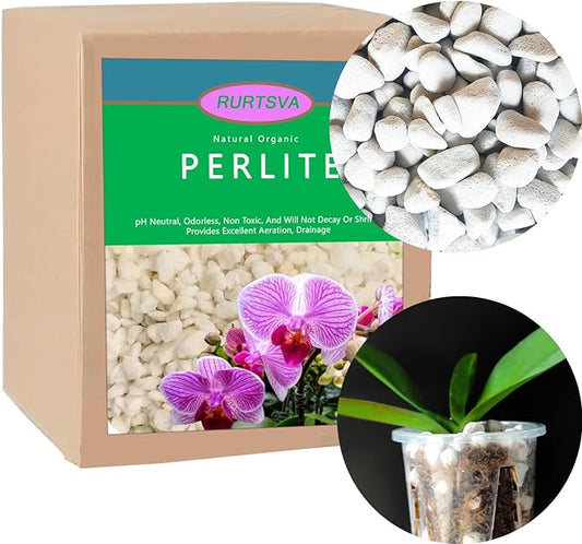 Natural 1-2CM Hard Chunky Perlite 5QT for Plants Horticultural Coarse Organic Pearlite Bulk Potting Mix Garden Soil Amendment for Enhanced Drainage and Ventilation for Orchid, Dendrobium, Araceae