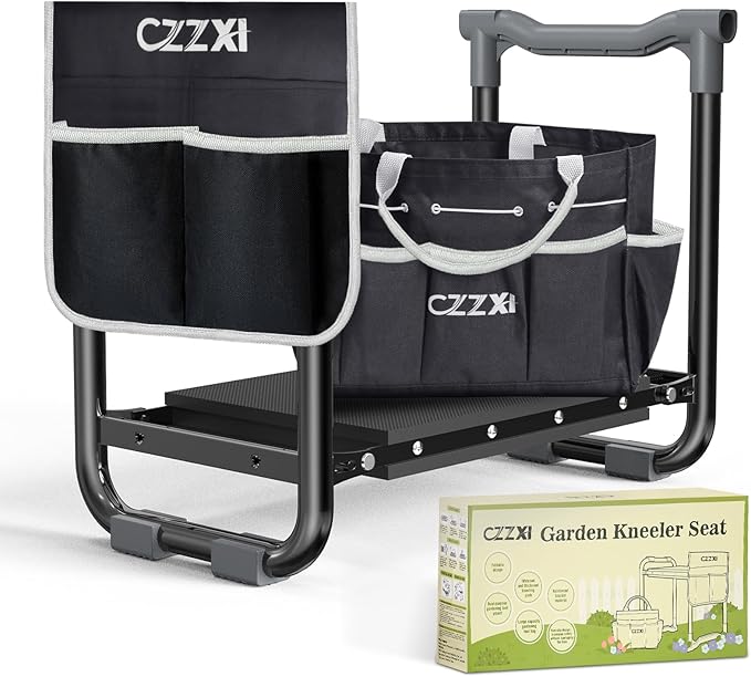 Garden Kneeler and Seat, Wider and Thicker Kneeling Pad Heavy Duty Gardening Stool with Gardening Tool Pouch and Bag, Garden Bench Gifts for Seniors