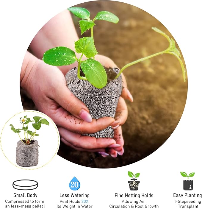 Legigo 100 Pcs 30mm Seed Starter Peat Pellets Pods for Seedlings- Compressed Seed Starting Pellets Seed Starter Pods Plugs Soil Peat Pods for Starting Seeds, Garden Planting Herb Flower Vegetables