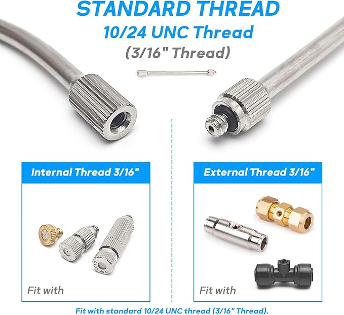 20 Pack Flexible Nozzle Extensions, Brass Mist Rod for Outdoor Misting System, Bendable Copper Extended Pole 10/24 UNC for Garden, Humidification, Outdoor Cooling, Dust Control, Landscaping(5.6Inch)