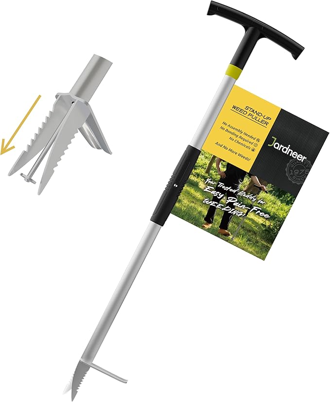 Jardineer Weeder Puller Tool Stand Up, 41 inch Long Handle Weed Tool Remover, Easy-Eject Handle for Easily Weeding for Gardening