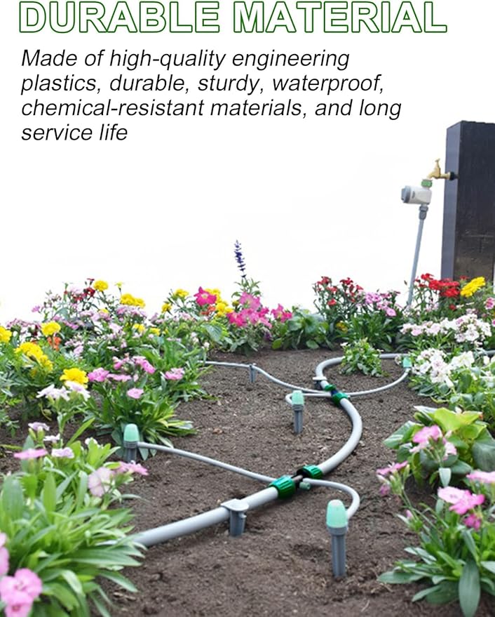 Kalolary 20PCS Barbed Tee 1/2" to 1/4" Drip Irrigation Fittings, Anti-Drop Barbed Hose Parts Connectors for 12mm/16mm to 4mm/7mm Drip Systems 6 Way Adapter（Green）